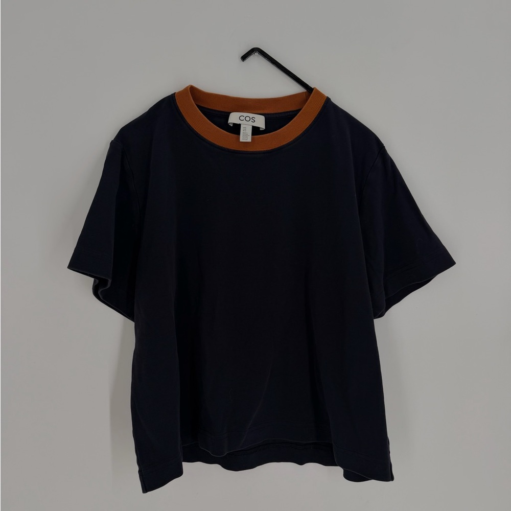 Cos Clean Cut Regular T-Shirt In Navy Orange
